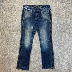Jeanstar‎ Golden E+Q King Jeans Womens 29 Side Zip Straight Distressed Y2K